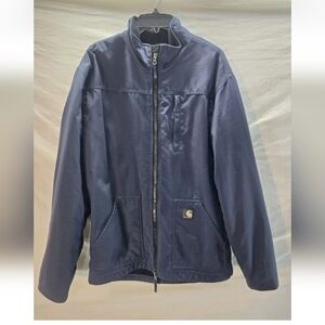 Carhartt Men’s Medium Blue Corduroy Collar Fleece Lined Zip-up J199 Jacket